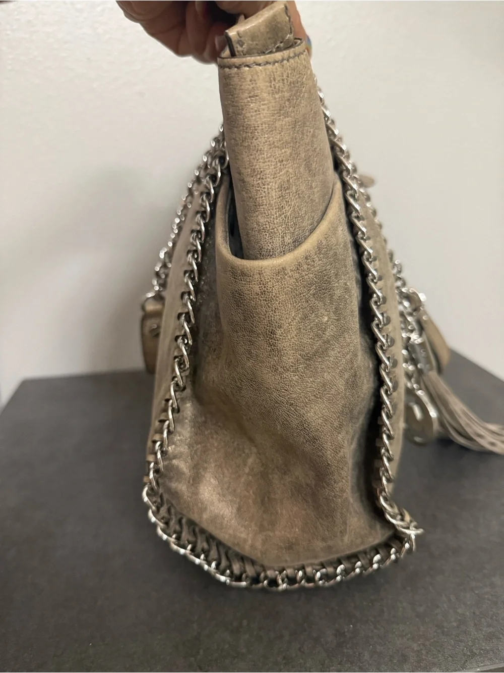 Michael Kors Chelsea Metallic gold tan Chain-Trim Tote hobo